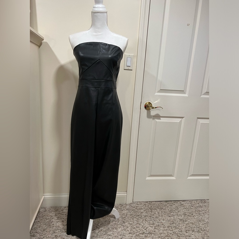Banana Republic faux leather strapless jumpsuit